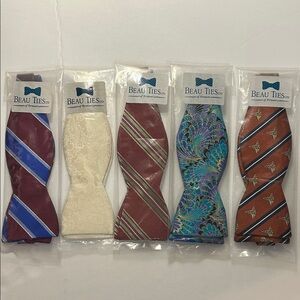 Beau Ties Set - Multicolor set of 5, vintage, NWT, stripes, paisley, medical.